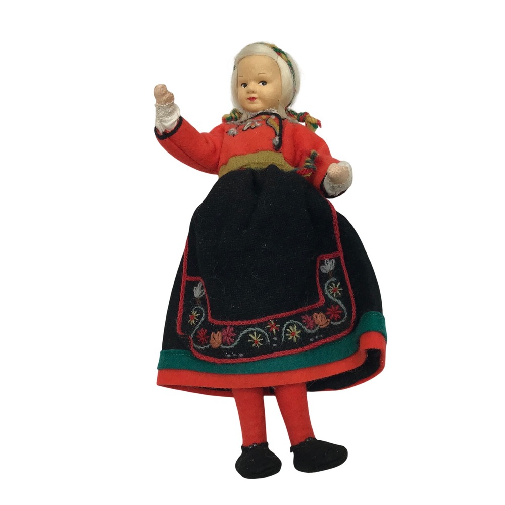 Vtg Ronnaug Petterssen Norway Doll Traditional Folk Costume Bunad Embroidered
